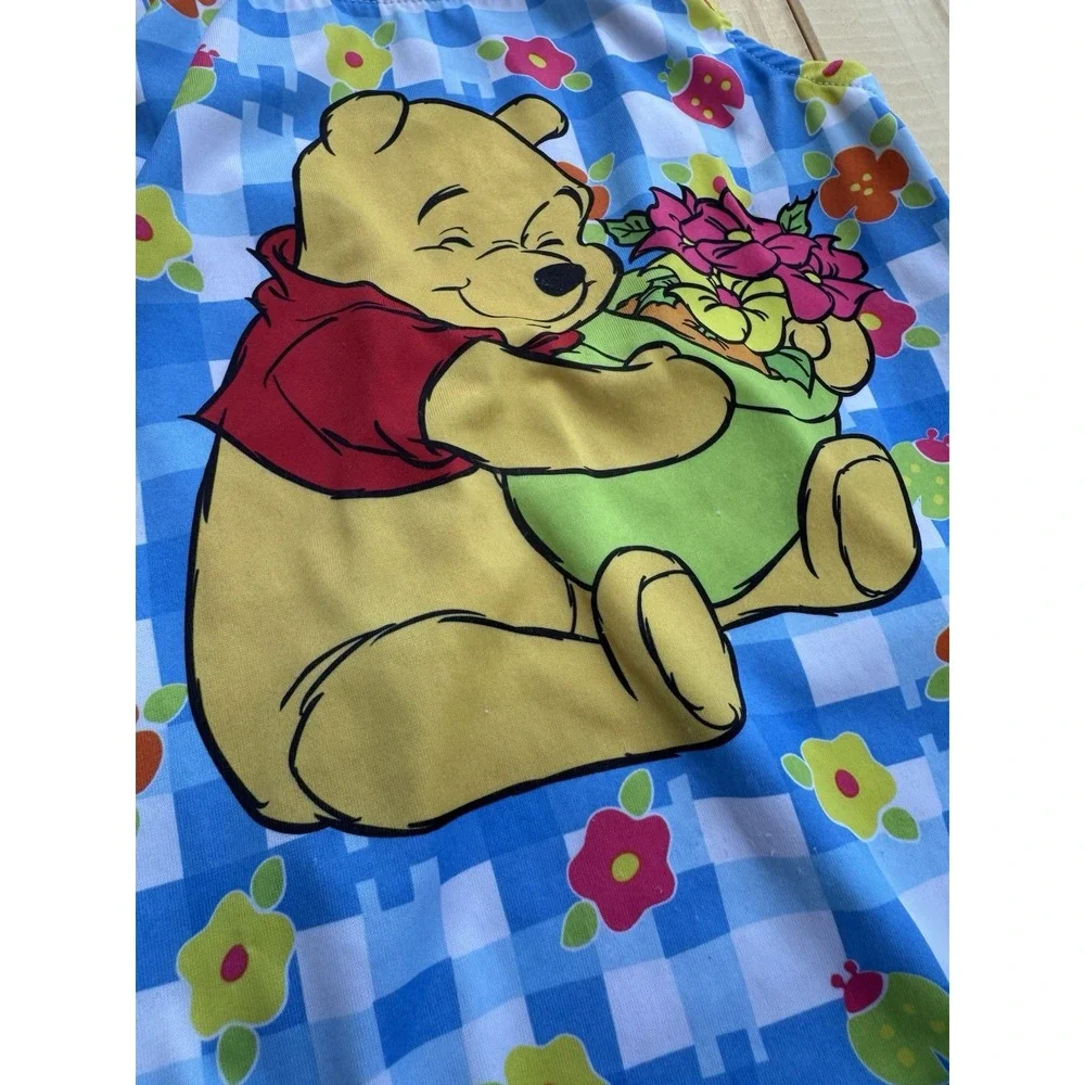 Vintage 90's Winnie the Pooh‎ Disney Flowers Swimsuit Size 6 Ruffle Gingham